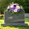 Headstone Flower Saddle with Realistic Peony & Rose - Purple Artificial Cemetery Flowers for Grave - UV Resistant Weatherproof Memorial Day Grave Decorations - Secure Fit Tombstone Arrangement